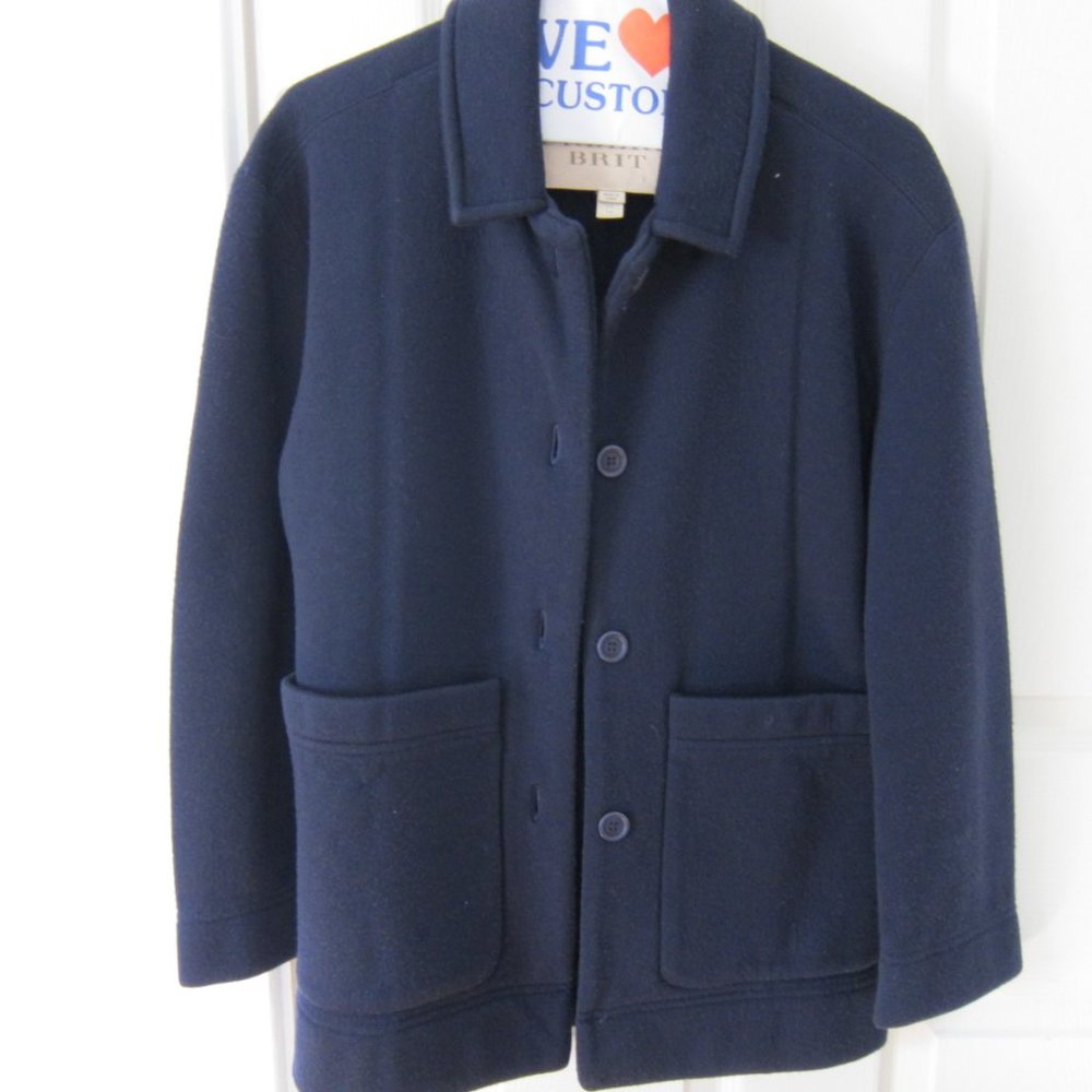 Burberry Brit Navy Blue Wool Knit Spring Jacket XS